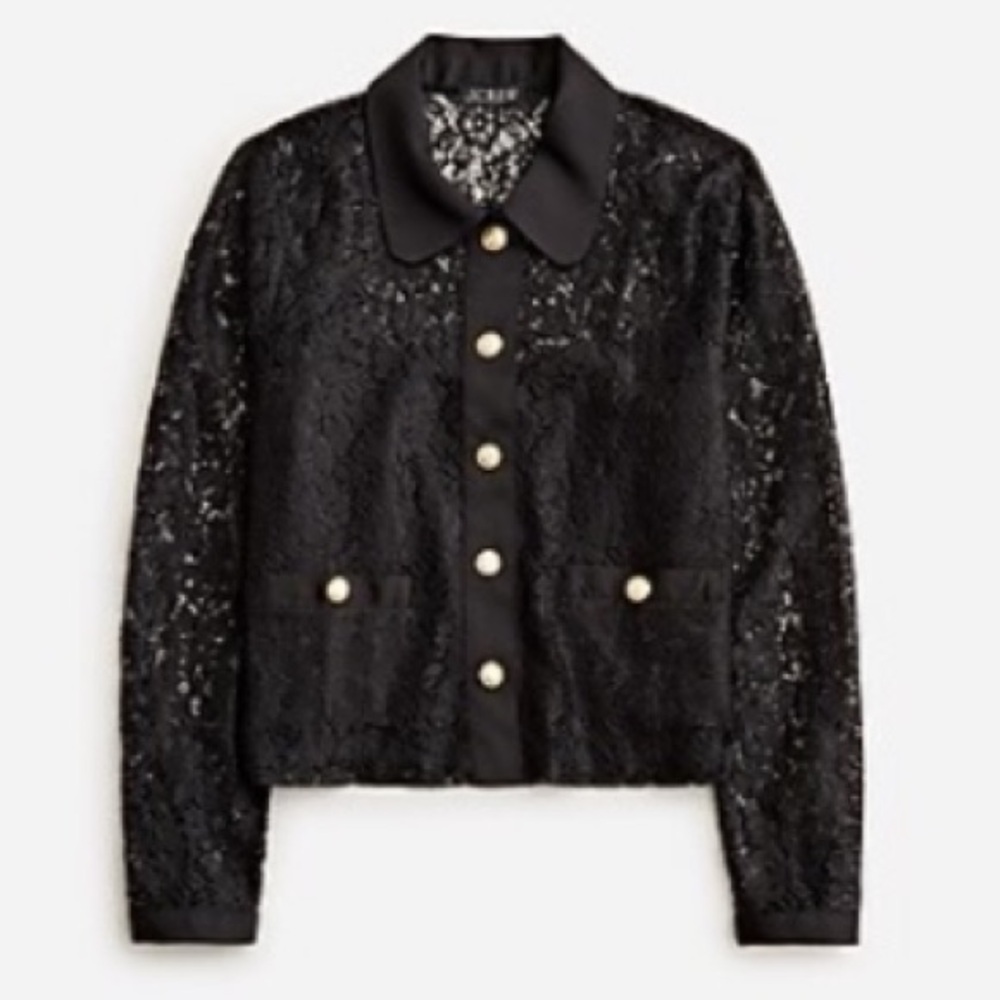 J.Crew Lace Suit Set in Black Lady Jacket & Matching Midi Skirt NWT